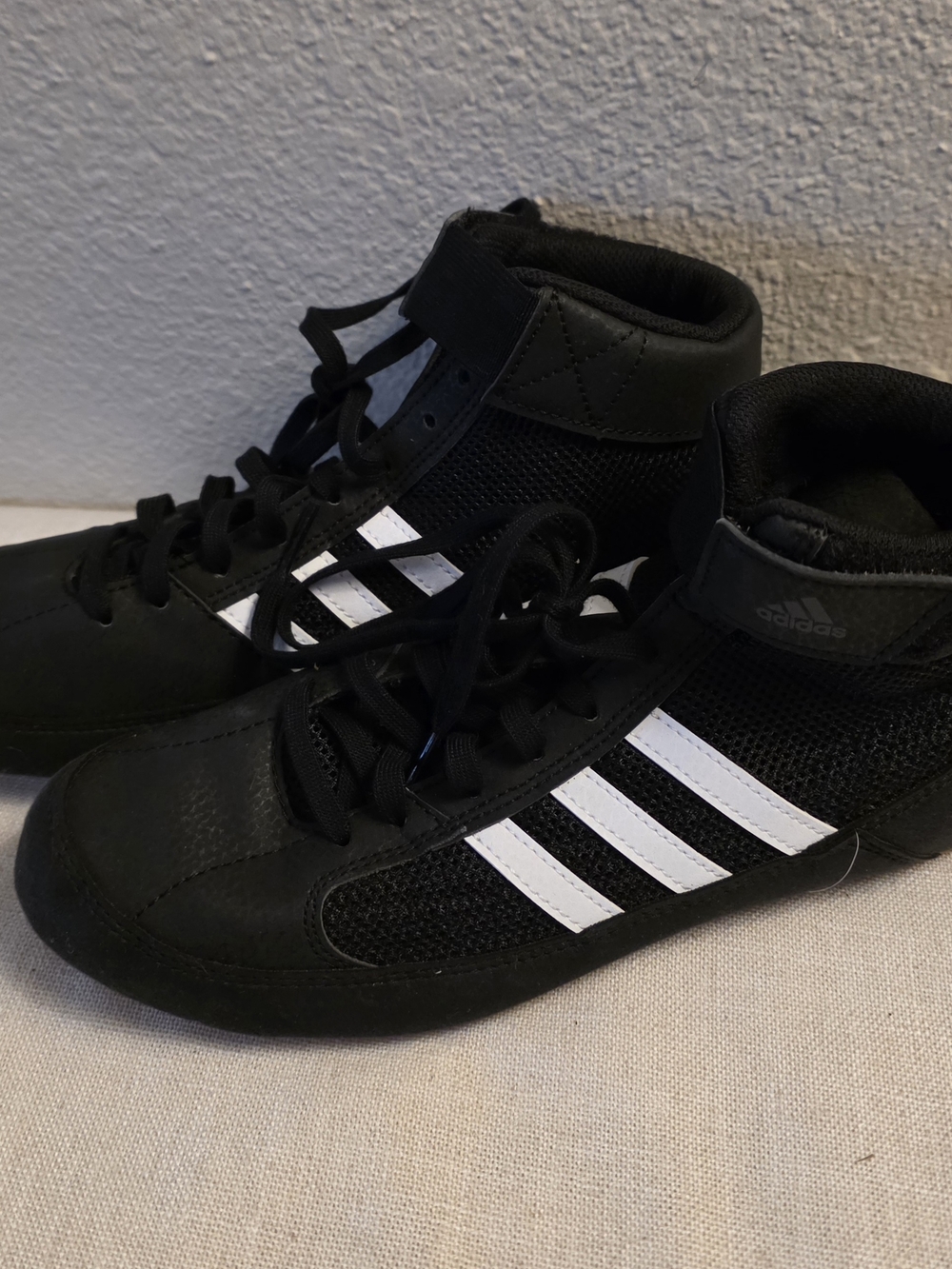 adidas Boxing Shoes Black and White High-Top Lace-Up Sneakers